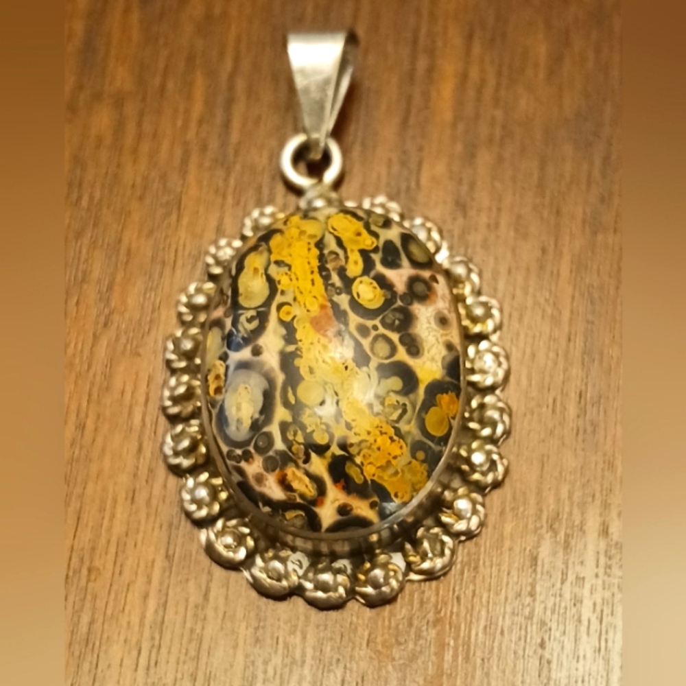 Sterling Silver 925 Ocean Jasper Pendant